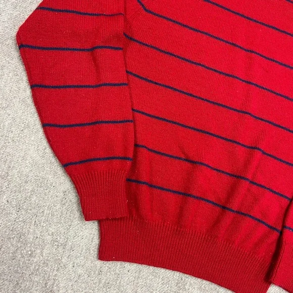 Vintage 911 Sportswear Sweater Mens Medium Red 1980s Striped Acrylic - Picture 4 of 10